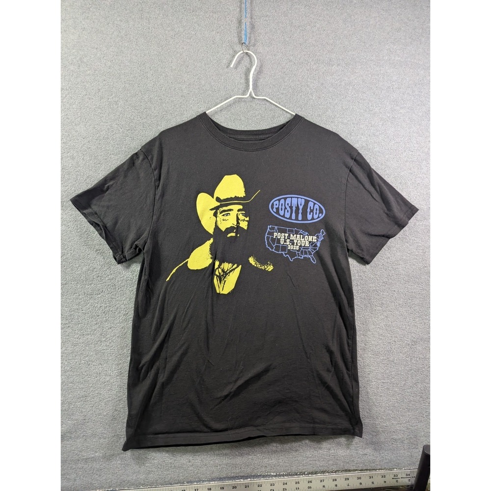 Post Malone Posty Co U.S. Tour 2025 Concert Tee Shirt Black Medium Faded‎